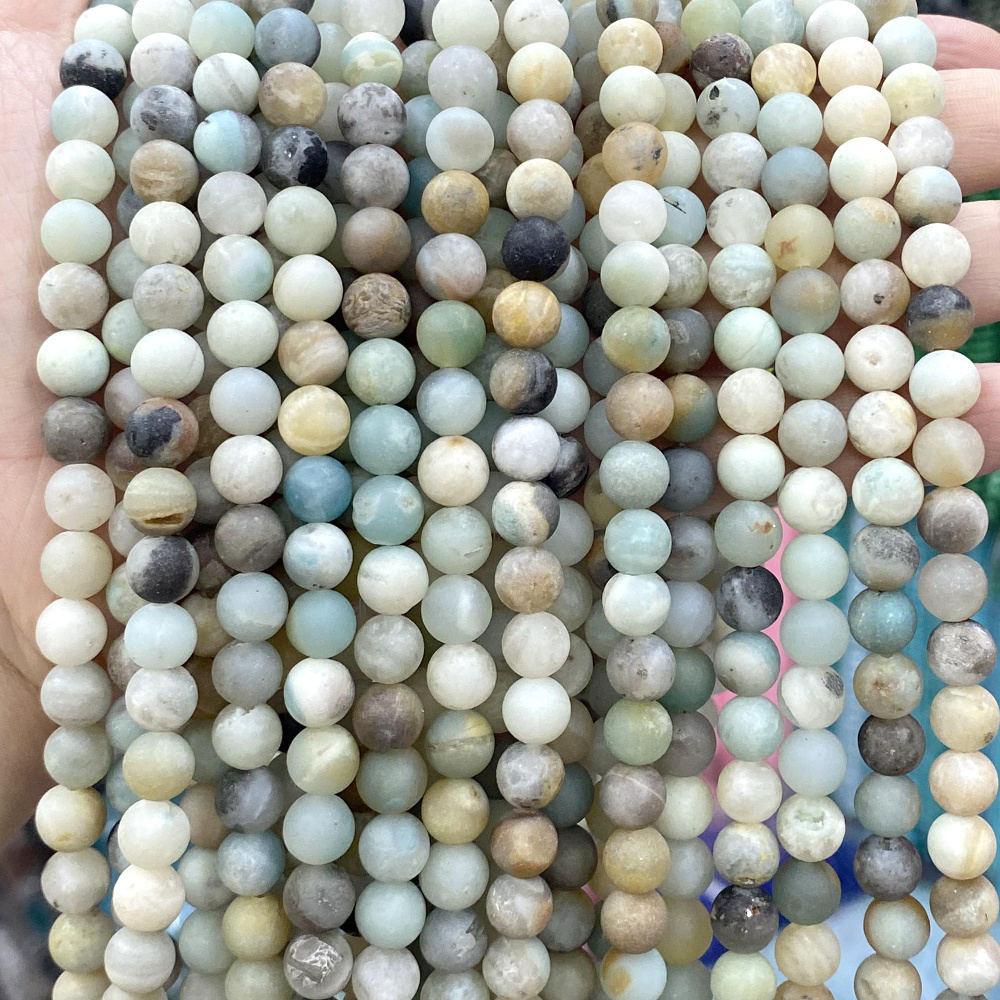 AsVrai U 4/6/8/10/12mm Frosted Matte Amazonite Jade Quartz Jasper Natural Stone Beads For Jewelry Making DIY Bracelet Necklace