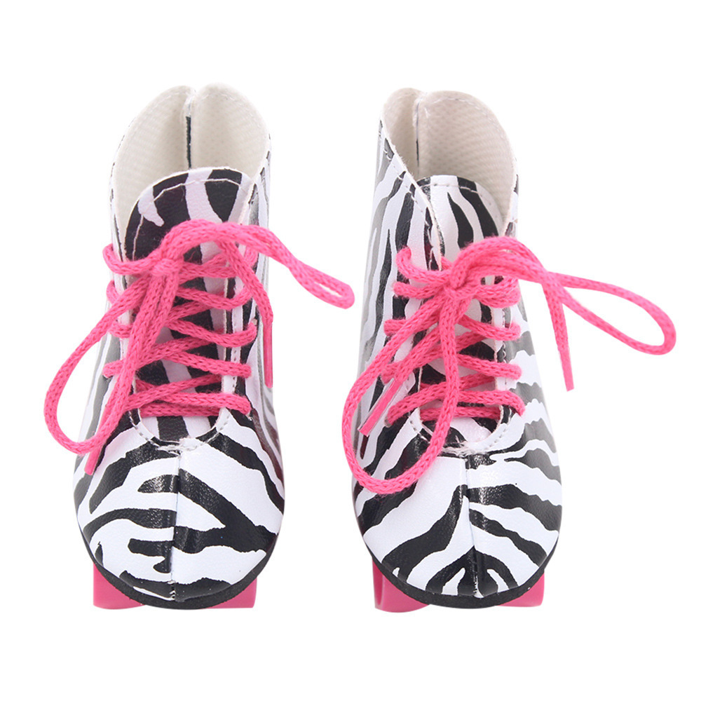 American 18 inch doll shoes zebra-stripe ice skates