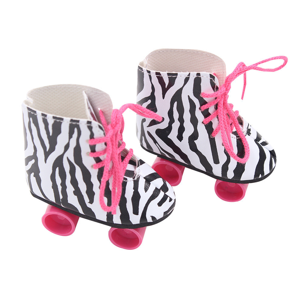 American 18 inch doll shoes zebra-stripe ice skates