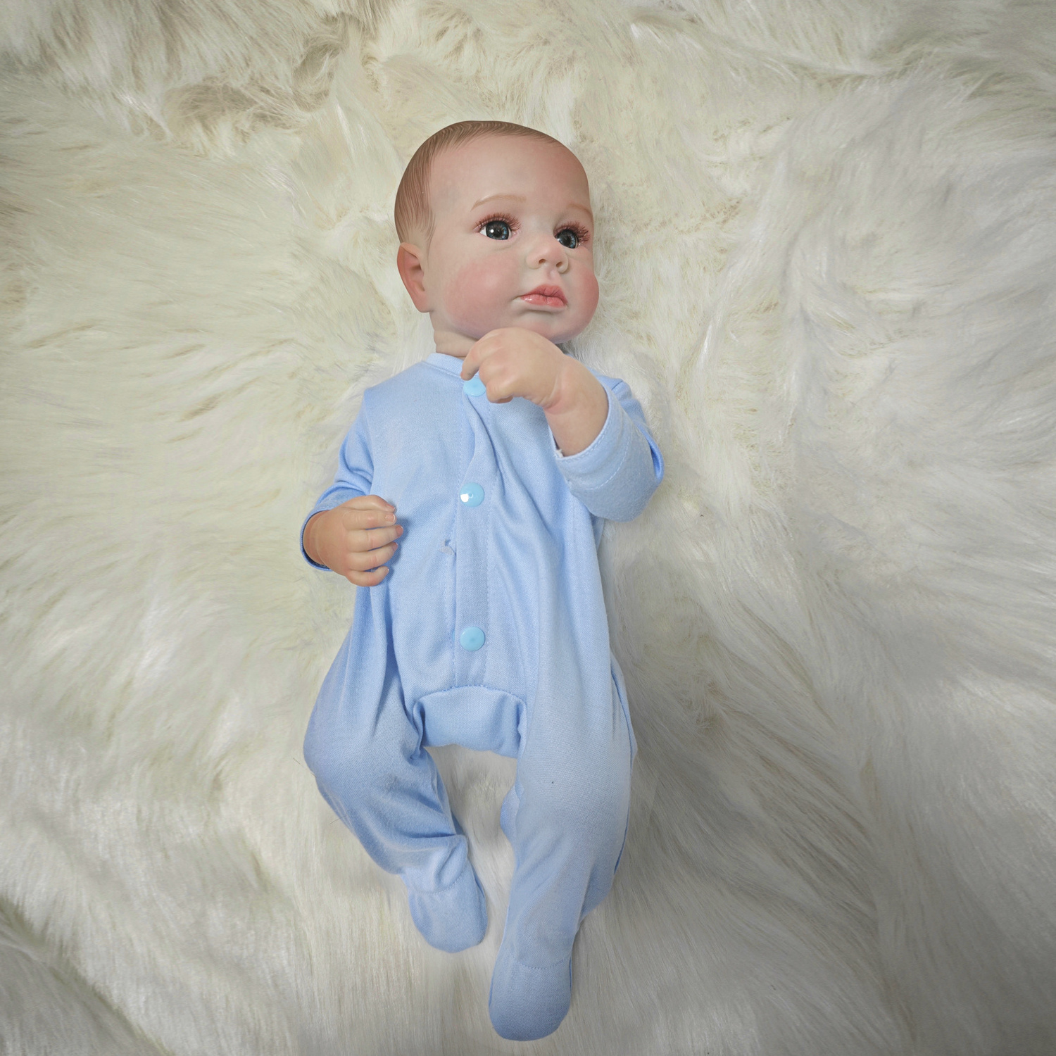 NPK Reborn Doll 42cm Cute Reborn Baby Doll Full Body Silicone Big Eyes Boy Doll Toy