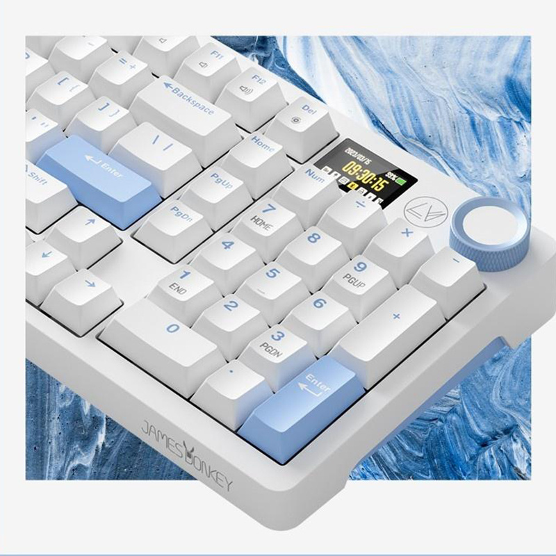 JamesDonkey RS2 3.0 Mechanical Keyboard DIY Kit Three Mode Multifunctional Screen Multimedia Knob Hot Swap Wireless Keyboard Kit