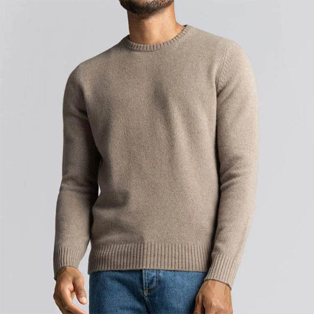 sweater manufacturer custom men solid color ribbed crew neck long sleeve cashmere sweater knit pullover kashmir sweater for men