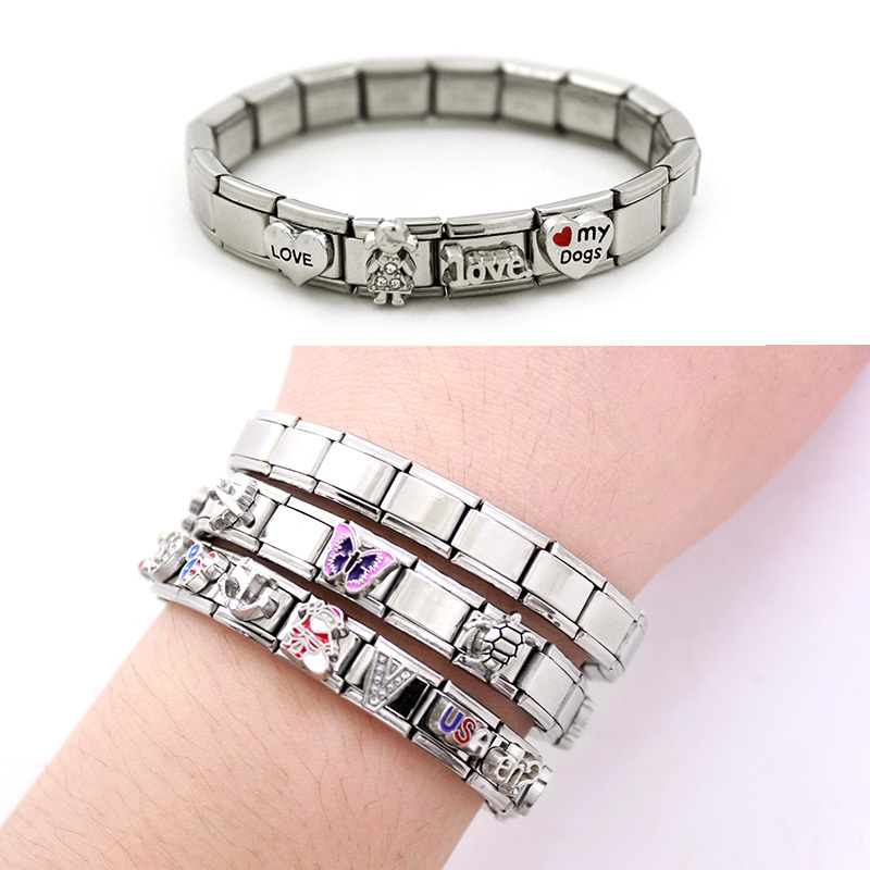 Hot Sale Wholesale Stainless Steel italian charm bracelet