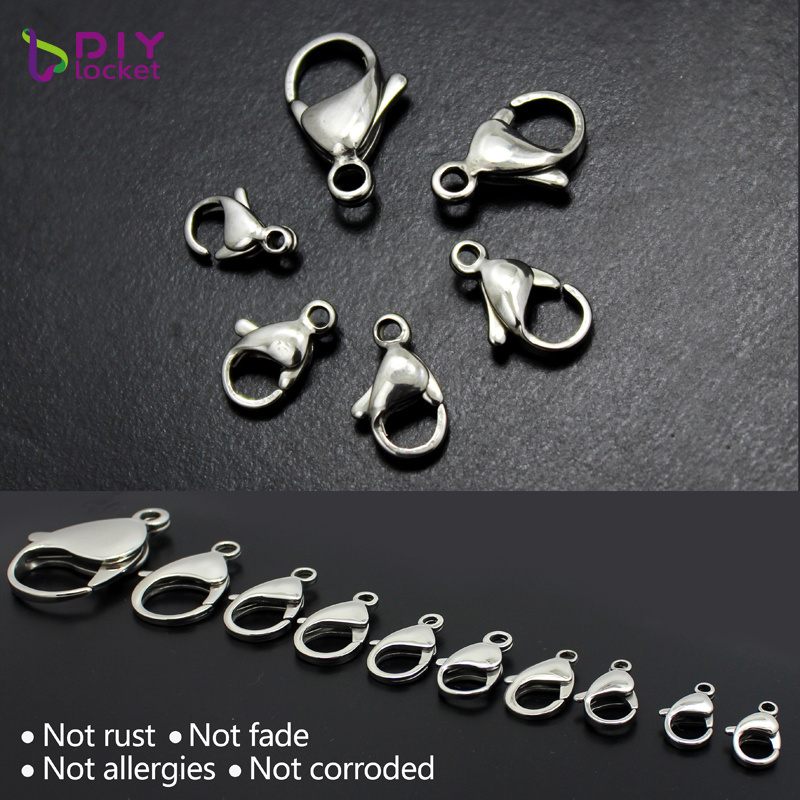 Wholesale Making Jewelry Accessories Mixed Size Stainless Steel Lobster Clasps Jewelry Findings