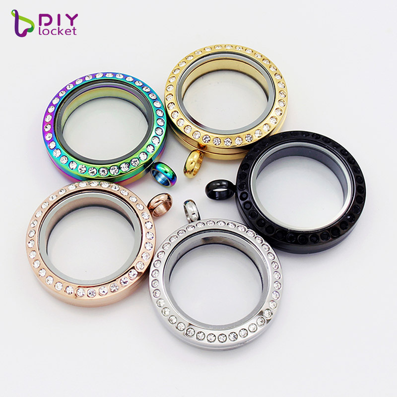 Wholesale Mixed Styles 25mm Screw Stainless Steel Lockets Charm Necklace For Floating locket