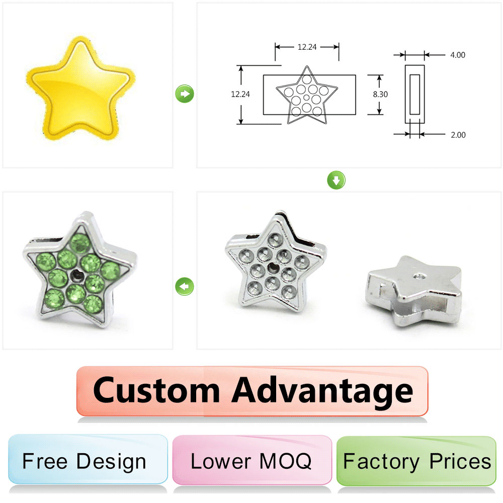 Wholesale Rhinestone Gold Letter Slide Charms For 8mm Bracelet And Dog Collars, Customized Personalized Slide Charms