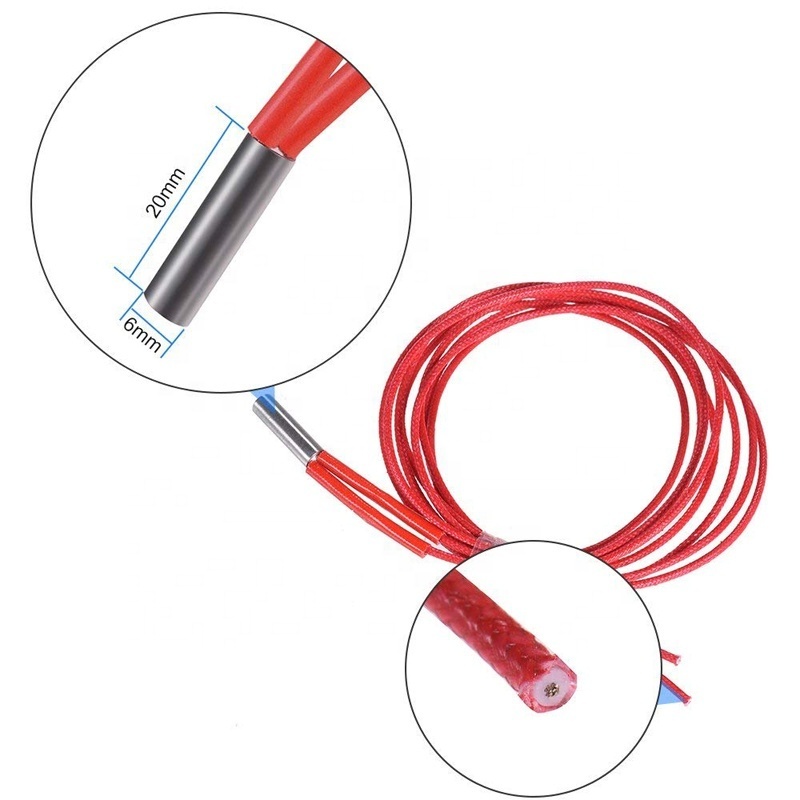 12V 40W/24V 40W Ceramic Cartridge Heater 6mm*20mm For Extruder 3D Printers Parts Heating Tube Heat 1M 1.5M Extrusion Part