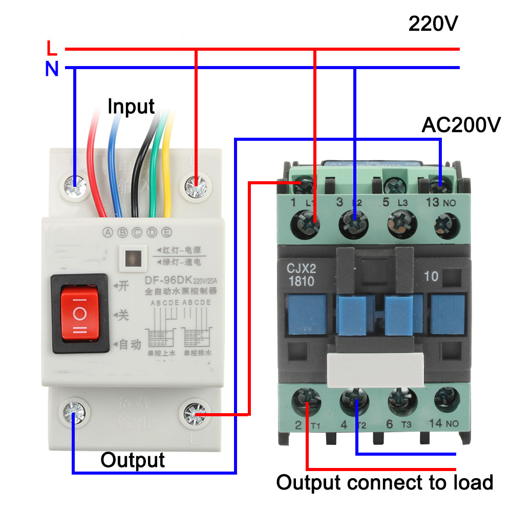 DF-96D Automatic Water Level Controller Switch 10A 220V Water tank Liquid Level Detection Sensor Water Pump Controller 2m wires