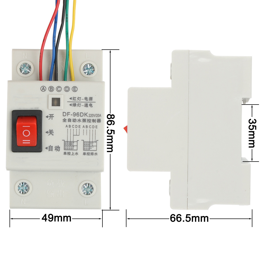 DF-96D Automatic Water Level Controller Switch 10A 220V Water tank Liquid Level Detection Sensor Water Pump Controller 2m wires