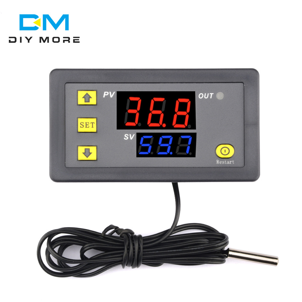 W3230 DC 12V Digital Temperature Controller Thermostat Thermometer Temperature Sensor Meter Red Blue LED Display