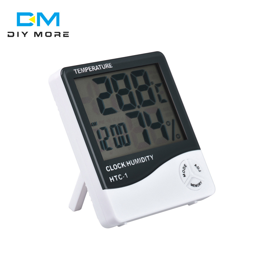 LCD Electronic Temperature Humidity Meter Indoor Room Digital Thermometer Hygrometer Weather Station Alarm Clock HTC-1