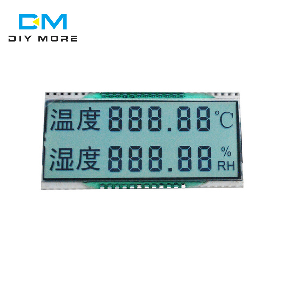 3.3V 1/4 Duty GDC03849 Double Row Segment Temperature Humidity LCD Display