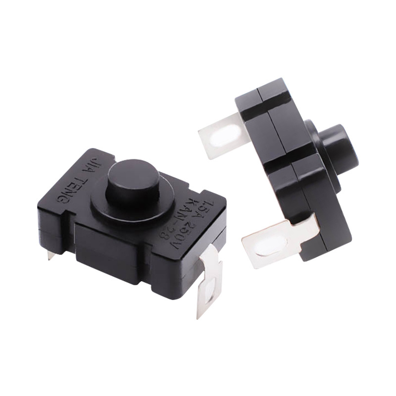 Factory High Quality KAN-1288 On Off 1.5A 2 Pins Flashlight Switch Self-locking Tact Custom Push Button Switch for LED Torch