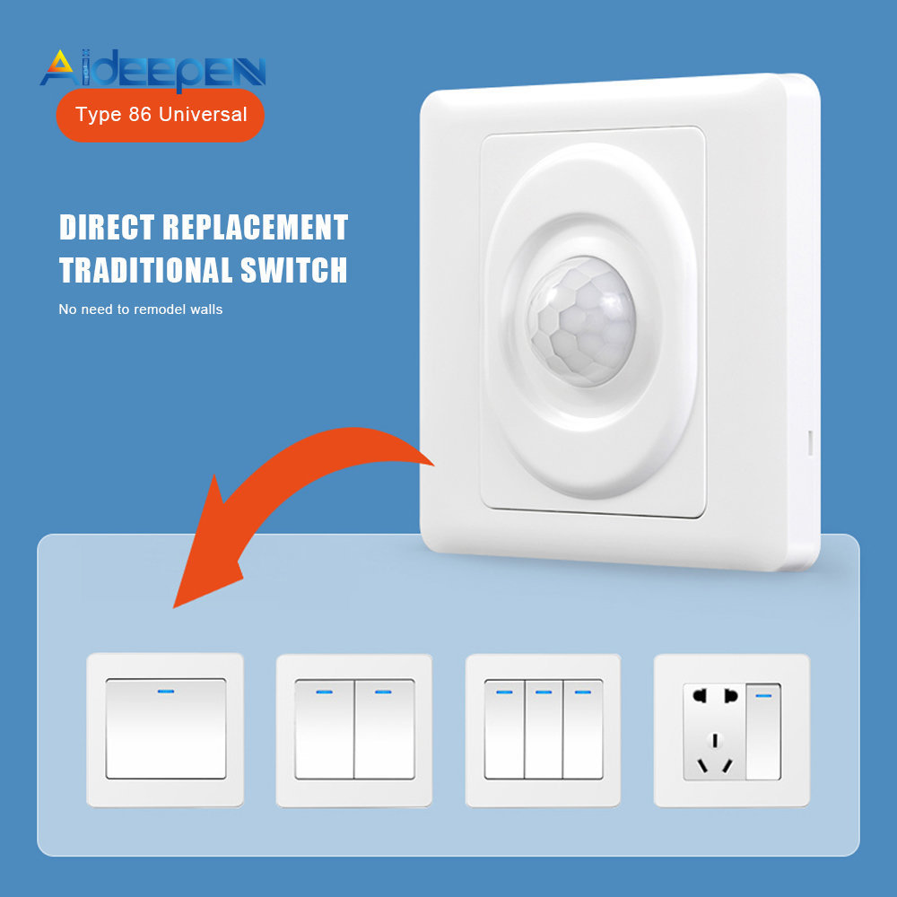 AC 220V LED Infrared Human Body Detection PIR Motion Sensor Light Switch Auto On Off Light Smart Switch for Corridor Staircase