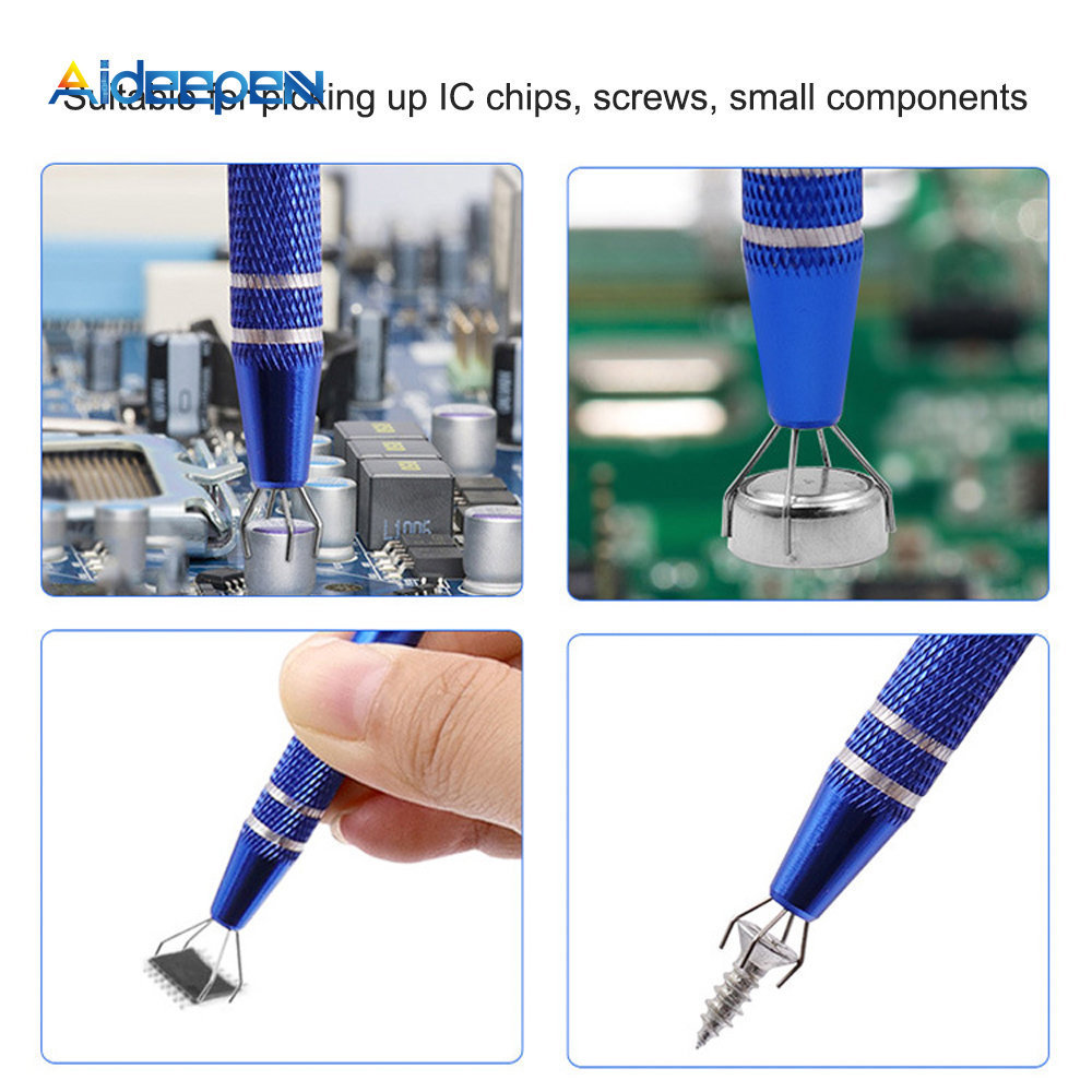 IC Chip Extractor Electronic Component Parts Gripper Catcher Screw Picker Tweezers Pick Up Tool Metal Grabber Repair Hand Tools