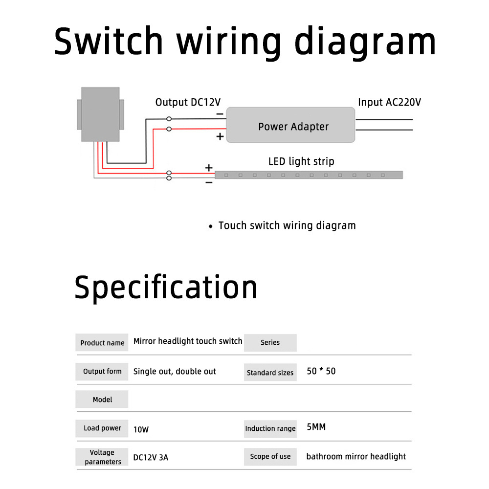 DC 5-12V Bathroom Mirror Switch Touch Switch Sensor for Led Light Mirror Headlight Induction Dimming Touch Switch