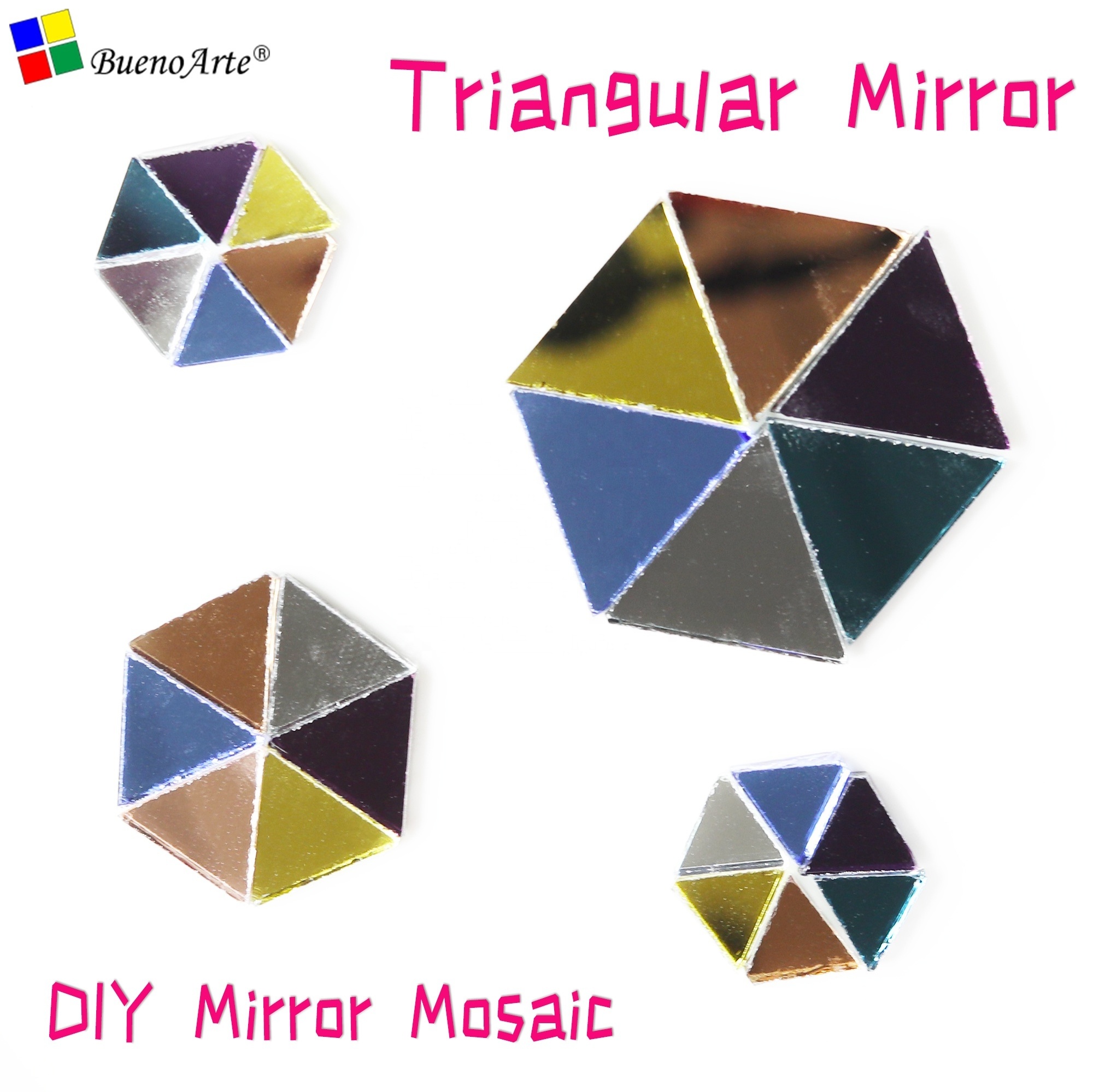 Triangle mirror glass DIY Mosaic handmade material inlaid mirror adult creative art production materials decoration mirror tile