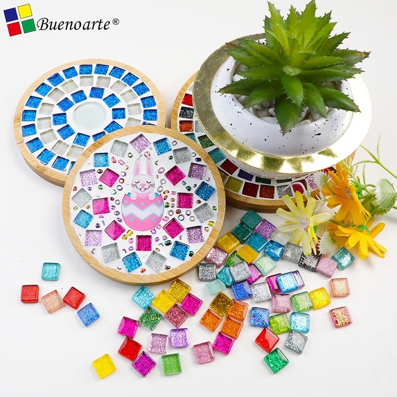 200g 1cm mix colour Square Glitter Mosaic tesserae Crystal Mosaic Tile, DIY Hobbies, Mosaic Art Material Supplier