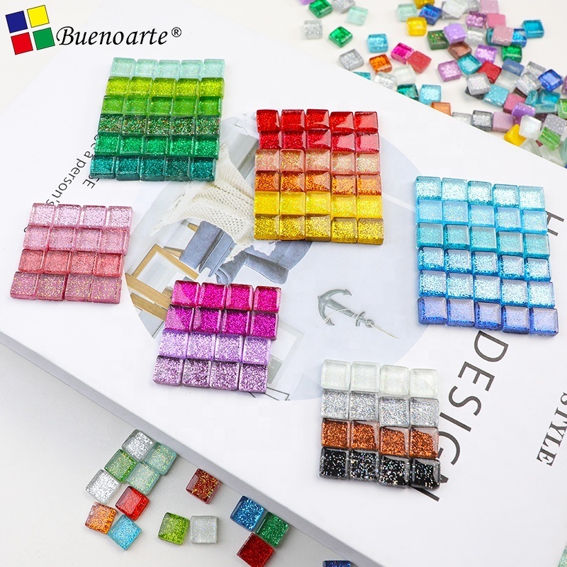 200g 1cm mix colour Square Glitter Mosaic tesserae Crystal Mosaic Tile, DIY Hobbies, Mosaic Art Material Supplier