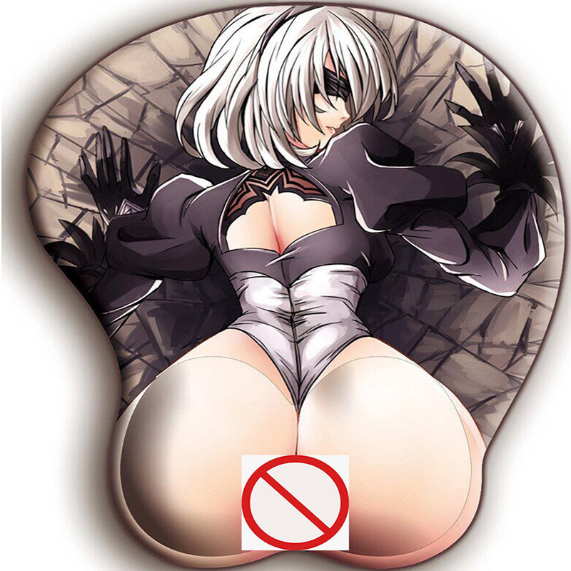 New NieR:Automata 2B Sexy Gaming 3D Breast Mouse pad with Silicone GEL Wrist rest Size 26*22cm