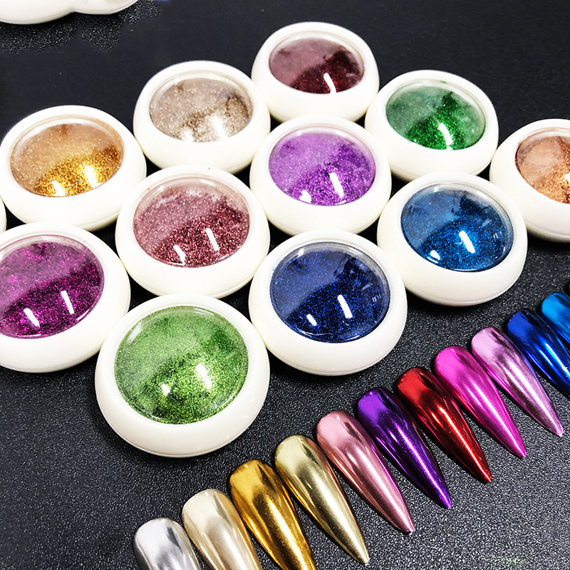 19Colors Nail Glitter Mirror Powder Chrome Dust Pigment 0.5g Paint Dip Metallic Shiny With Metal Magic Effect Dust