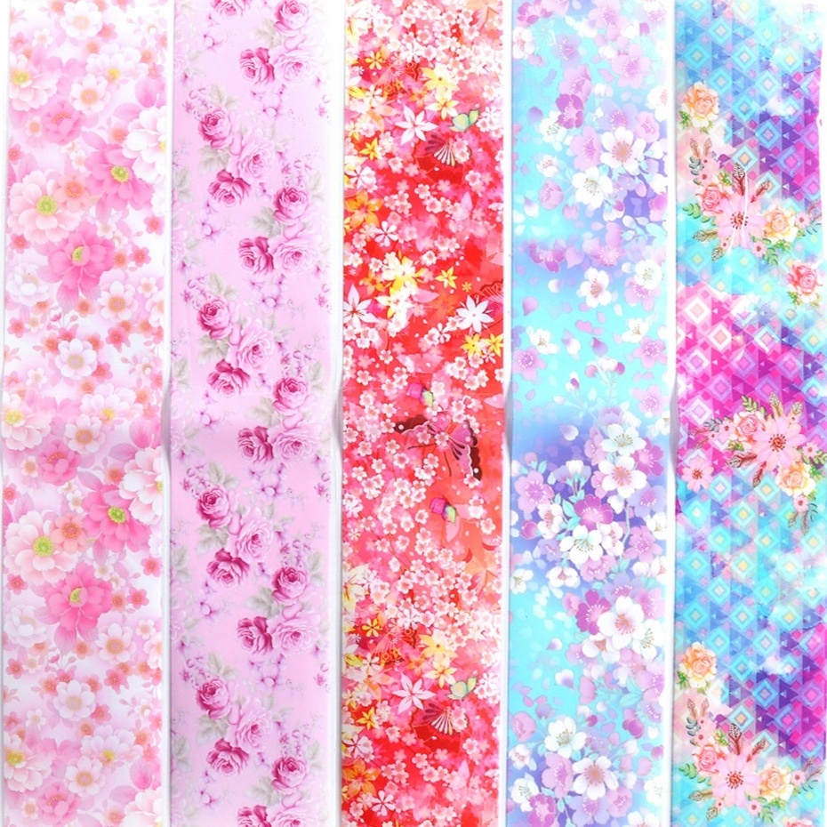 10pcs Colorful Flowers Print Stickers On Nails Foils Starry Sky Wraps Transfer Decals For Manicure Nail Art Decorations ZYXK1008