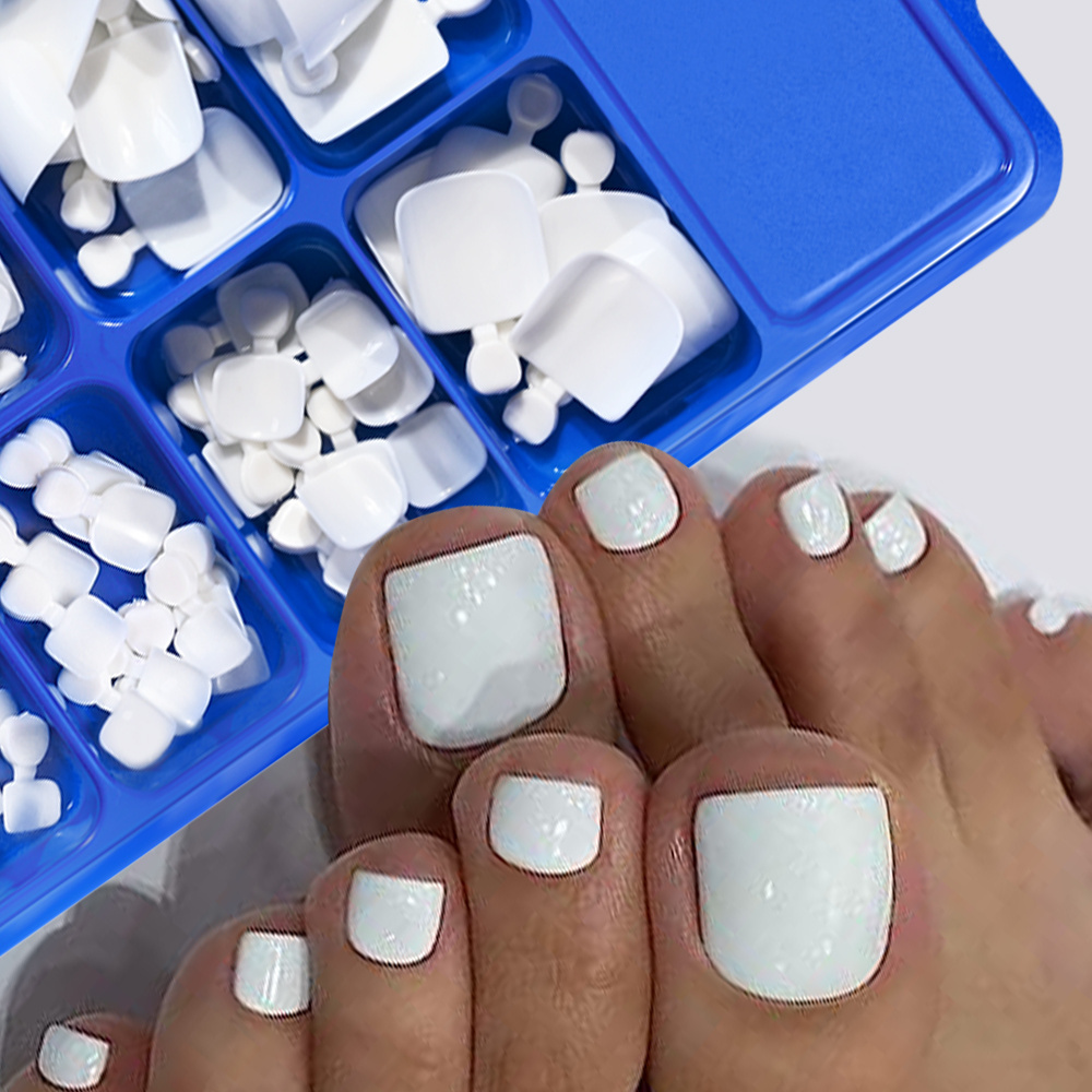 100Pcs Shiny White Toe Nails Artificial Fake Toenail For Design DIY False press on Toe Nail Tips Foot Nails Art Tips