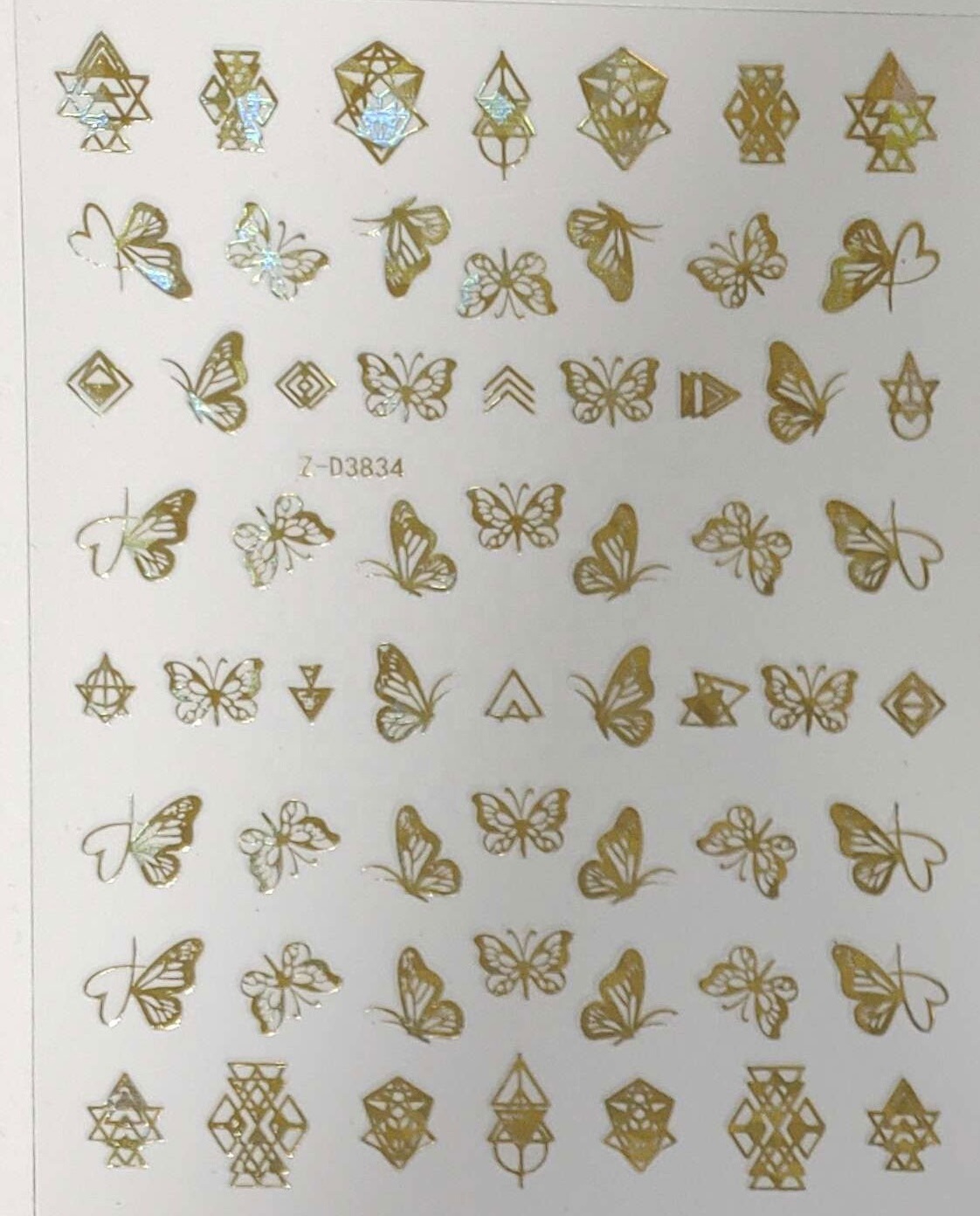 New Holographic Laser Butterfly Nail Art Sticker ZD3843-3851 Nail Supplier Hot Selling Stamped 3D Butterfly Sticker