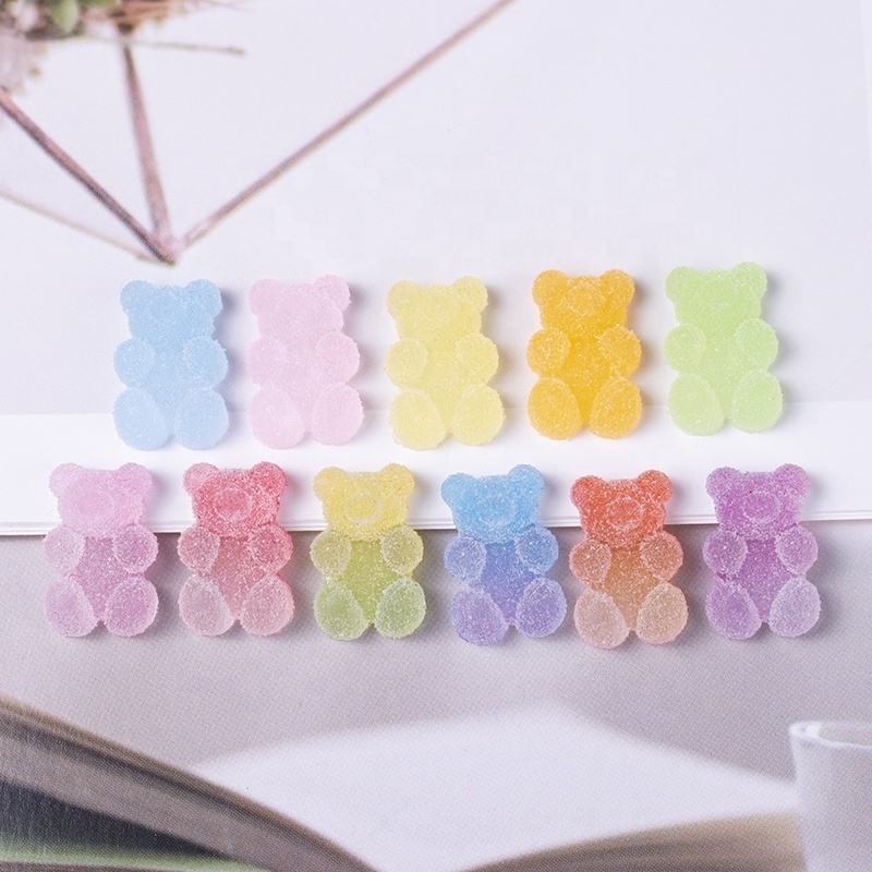 Kawaii Cartoon bear gummy Nail Art charms accessories gradient jelly diy cream glue 3d nail decoration resin 3d nail charms