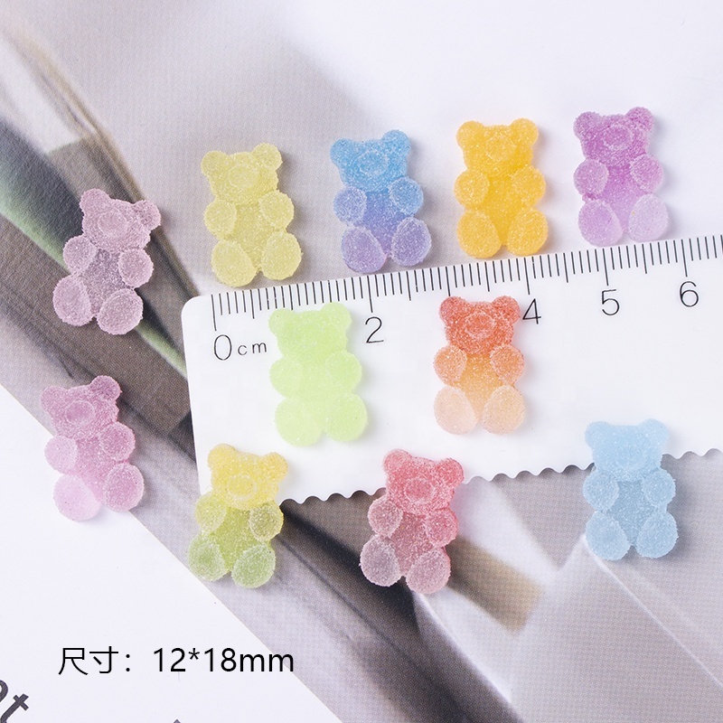 Kawaii Cartoon bear gummy Nail Art charms accessories gradient jelly diy cream glue 3d nail decoration resin 3d nail charms