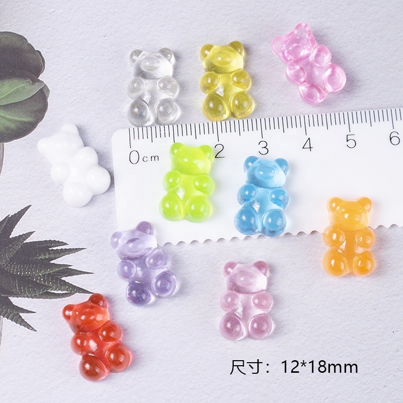 12*18mm Kawaii Jelly Gummy Bear Nail Art Charms Resin Mixed Candy 3D Nails Decoration Glue on Luxury DIY Accessories