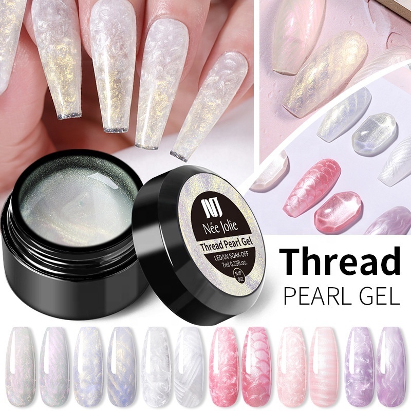 7ml Glitter Screw Thread Pearl Gel Magic Colors Nail Art Polish UV Soak Off Manicure Fine Pearlescent Varnish Glue