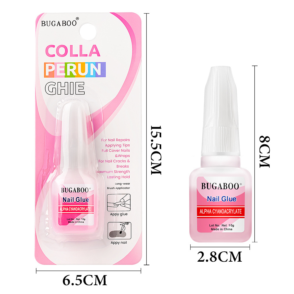 10g Nail Glue with Brush for Press On Fake Nails Rhinestones Gel Fast Drying Adhesive Glue For False Nail Tips Stick Gem Glue