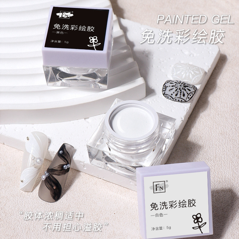 5G Saturated No Wipe Drawing Painting Gel UV White Black Nail Art Polish Manicure 3D Relief Glue Rubbing Magic Mirror Powder