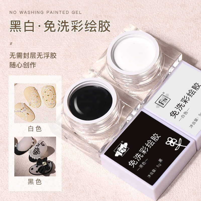 5G Saturated No Wipe Drawing Painting Gel UV White Black Nail Art Polish Manicure 3D Relief Glue Rubbing Magic Mirror Powder