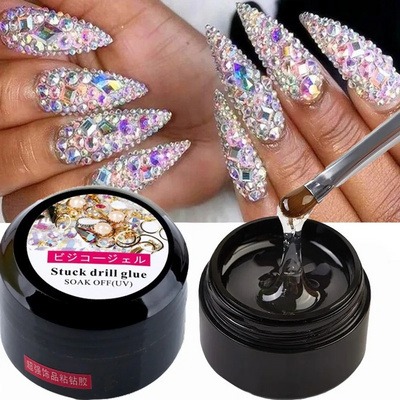 8ML Nail Art Rhinestone Gel Glue Nail Patch Gel Fast Drying UV Glue Adhesive Bond No-Flowing Modelling Stick Tips Nail Glue