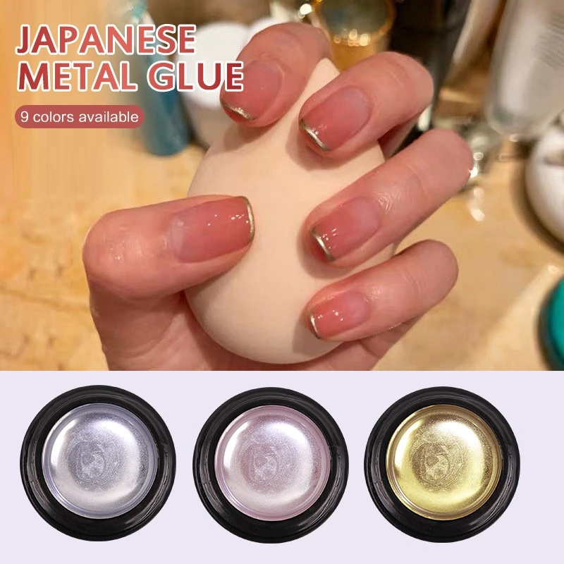 18g 9 Color Nail Metal Painted Glue Phototherapy Glue Gold And Silver Drawing Waterproof DIY Glue Nail Polish Design