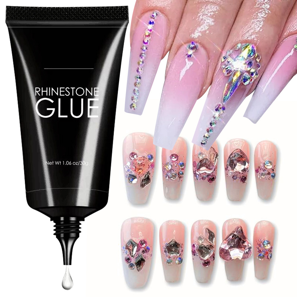 Nail Rhinestone Glue 30ML Super Strong Gel Nail Glue for Nail Charm 3D Bling Gel for Decoration