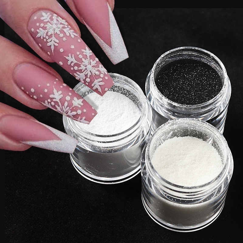 10ml Shiny Sugar Nail Glitter Powder For Manicure Flock Powder Nail Art Decorations Sweater Yarn White Snow Candy Dust Powder