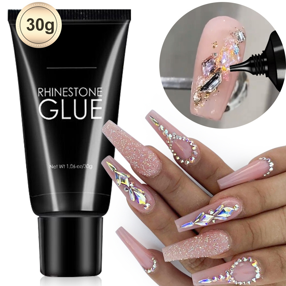 Nail Rhinestone Glue 30ML Super Strong Gel Nail Glue for Nail Charm 3D Bling Gel for Decoration