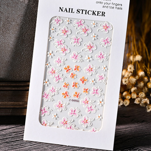 5D Acrylic Flowers Nail Stickers Nails Art Supplies Gradient Pink White Floral Lace Nail Slider Summer Manicure Decals Sticker