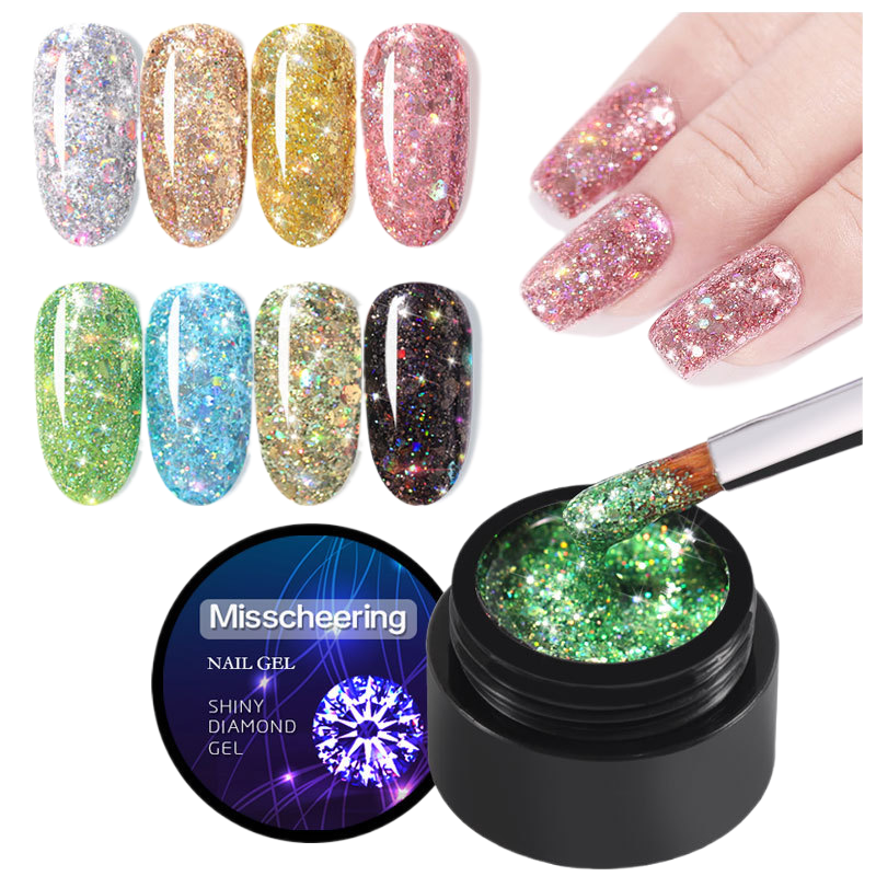 5ml Sparkling Silver Effect diamond gel polish soak off semi permanent uv gel nail polish nail supplies glue For Manicure