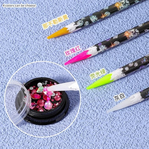 4 Colors Crayon Wax Dotting Pen Pencil Nail Art Self-adhesive Rhinestones Gem Brush Drilling Picking Picker Tips Manicure Tools