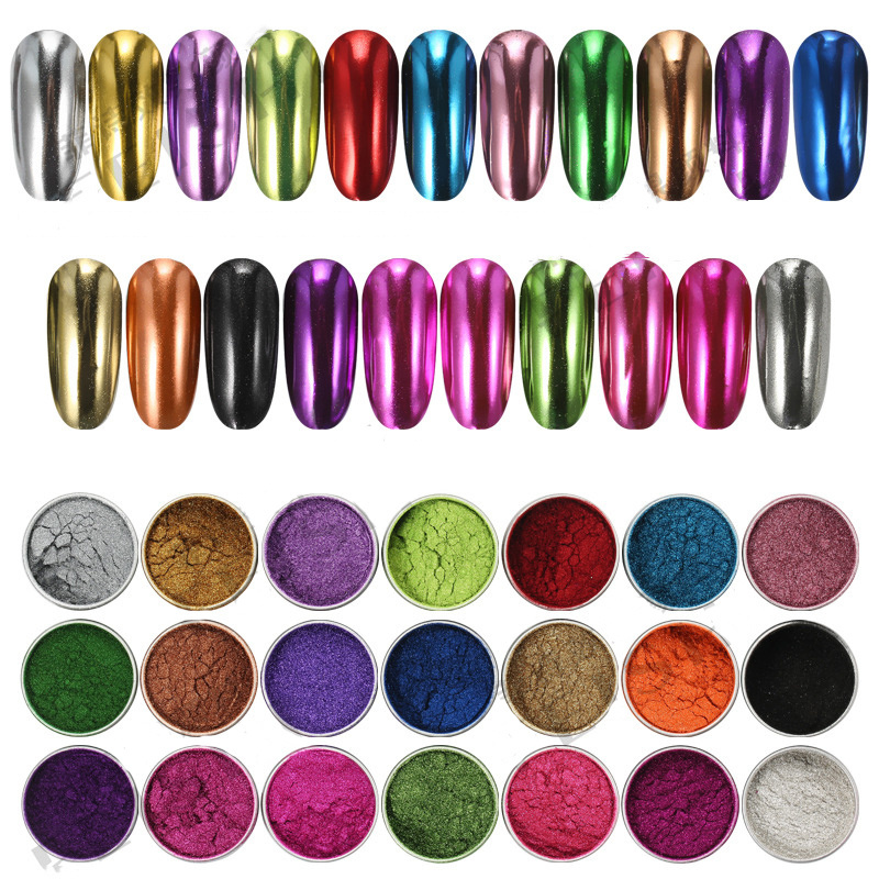 19Colors Nail Glitter Mirror Powder Chrome Dust Pigment 0.5g Paint Dip Metallic Shiny With Metal Magic Effect Dust