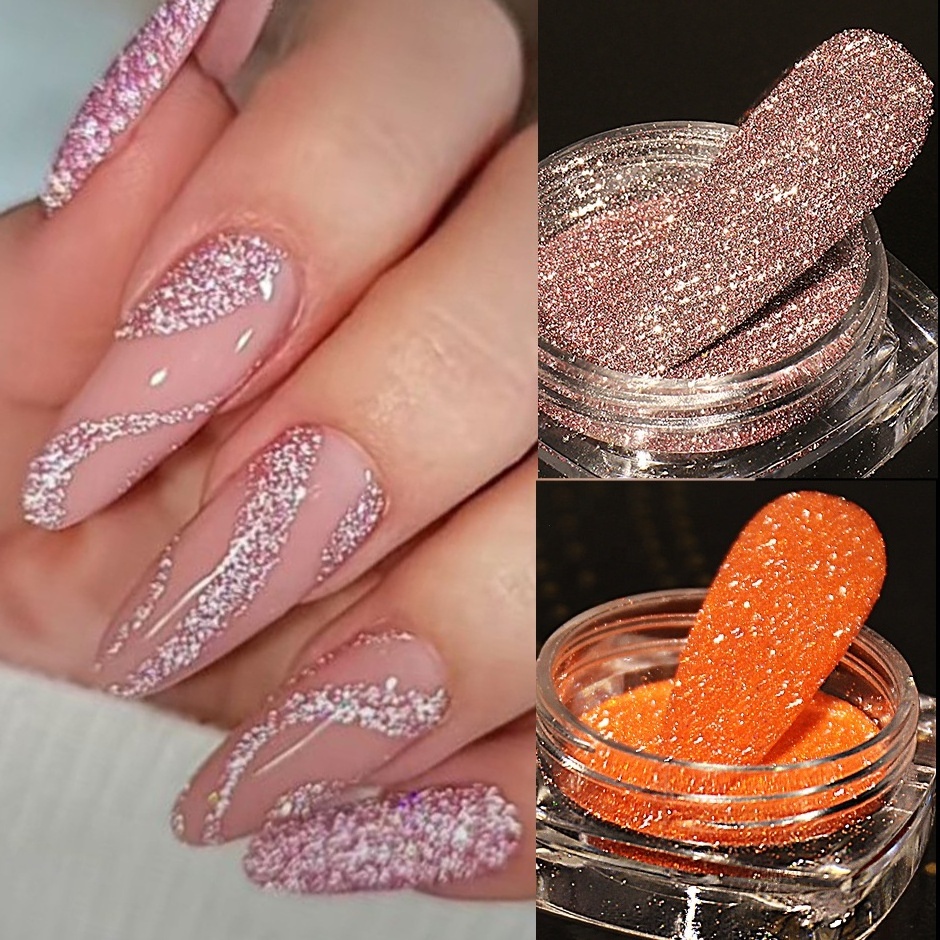 13 colors Jar Glitter Reflective Nail Powder Glitter Sparkles Diamond Rhinestones Chrome Pigment Dust UV Gel Nail Art Decoration