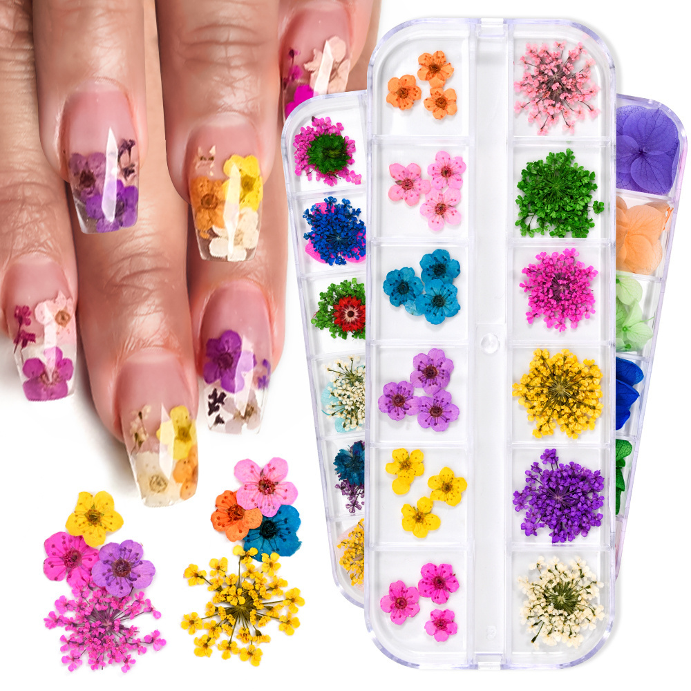 3D Dried Flower Nail Decoration Natural Floral Sticker Mixed Dry Flower DIY Nail Art Decals Jewelry UV Gel Polish Manicure Tools