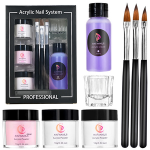 Acrylic Nail Kit - Acrylic Powder and Monomer Liquid Set with Nail Brush- Clear Pink White Acrylic Powder for Nails Extension