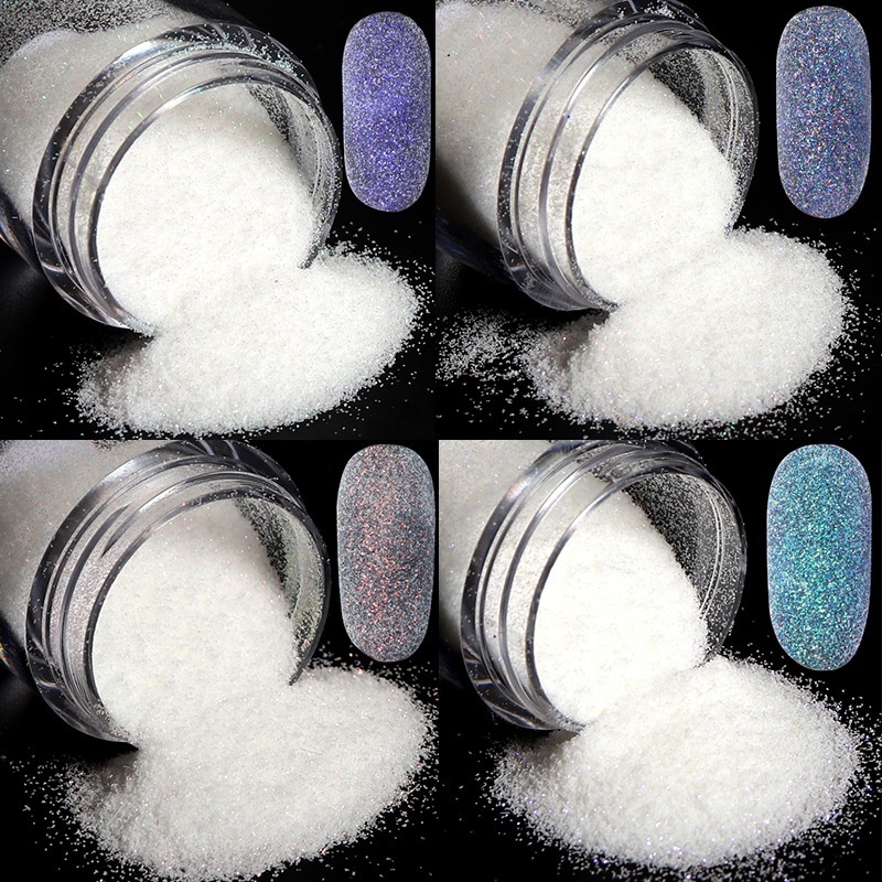 10ml Shiny Sugar Nail Glitter Powder For Manicure Flock Powder Nail Art Decorations Sweater Yarn White Snow Candy Dust Powder