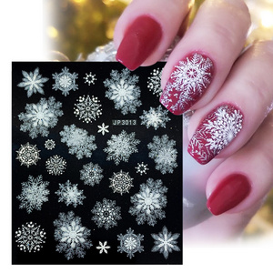 5D White snowflake Cloud Nail Art Stickers Decals Engraved Embossed Flowers Leaf Design Adhesive Slider Wraps Manicure JP3001-18