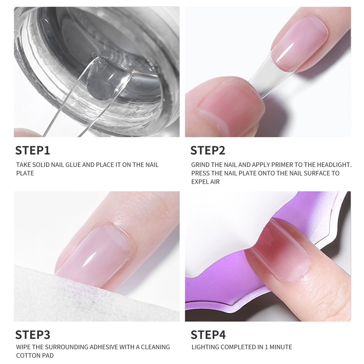 10ml Solid Nail Tips Gel Patch Glue Adhesive Super Sticky Canned Nail patch Does not Flow Gel Does not Hurt Nails UV Lamp Cure